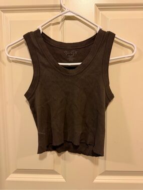 John Galt Crop Rib Tank Top - Brown